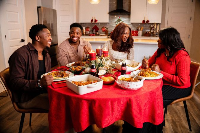 Moji with Family and Friends at Table